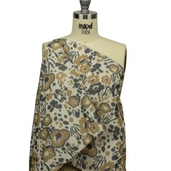 Italian Tan, Beige and Basalt Floral Warp Printed Polyester Faille Italian Tan, Beige and Basalt Floral Warp Printed Polyester Faille