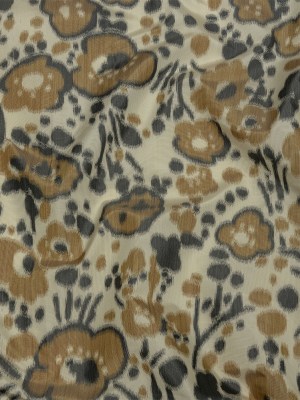 Italian Tan, Beige and Basalt Floral Warp Printed Polyester Faille Italian Tan, Beige and Basalt Floral Warp Printed Polyester Faille
