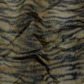 Italian Golden Olive and Black Tiger Stripes Warp Printed Polyester Faille Italian Golden Olive and Black Tiger Stripes Warp Printed Polyester Faille