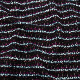 Navy, Sky Blue and Red Violet Striped Boucle Chunky Wool Sweater Knit Navy, Sky Blue and Red Violet Striped Boucle Chunky Wool Sweater Knit