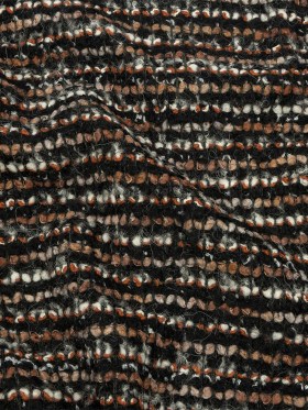 Black, Orange and Tan Striped Boucle Chunky Wool Sweater Knit Black, Orange and Tan Striped Boucle Chunky Wool Sweater Knit