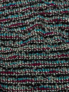 Charcoal, Magenta and Turquoise Striped Boucle Chunky Wool Sweater Knit Charcoal, Magenta and Turquoise Striped Boucle Chunky Wool Sweater Knit