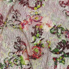 Green and Magenta Rose Garden Printed Metallic Webbing Green and Magenta Rose Garden Printed Metallic Webbing
