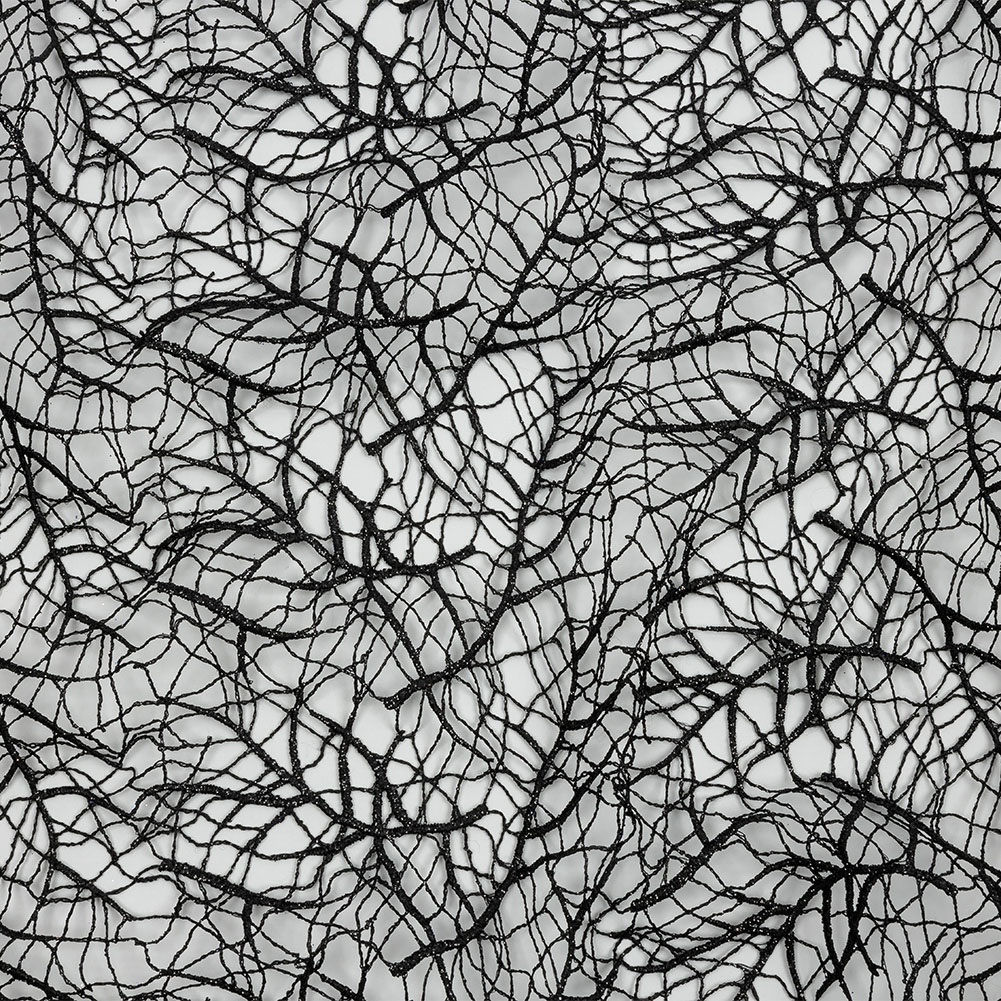 Guipure Lace with Glitter – Black Webbed Branches Guipure Lace with Glitter – Black Webbed Branches