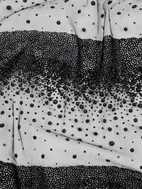 Flocked Puffy Glitter Tulle – Black Abstract Stripes Flocked Puffy Glitter Tulle – Black Abstract Stripes