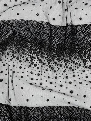 Flocked Puffy Glitter Tulle – Black Abstract Stripes Flocked Puffy Glitter Tulle – Black Abstract Stripes