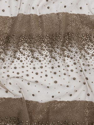 Flocked Puffy Glitter Tulle – Mink Abstract Stripes Flocked Puffy Glitter Tulle – Mink Abstract Stripes