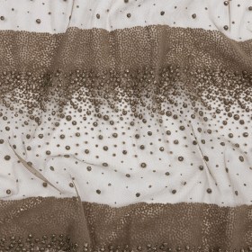 Flocked Puffy Glitter Tulle – Mink Abstract Stripes Flocked Puffy Glitter Tulle – Mink Abstract Stripes
