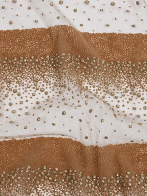 Flocked Puffy Glitter Tulle – Caramel Abstract Stripes Flocked Puffy Glitter Tulle – Caramel Abstract Stripes
