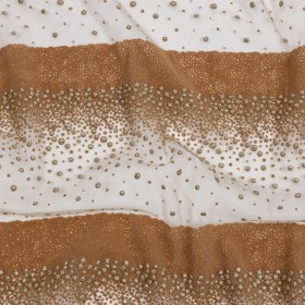 Flocked Puffy Glitter Tulle – Caramel Abstract Stripes Flocked Puffy Glitter Tulle – Caramel Abstract Stripes