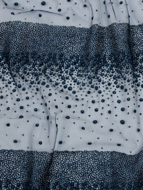 Flocked Puffy Glitter Tulle – Navy Abstract Stripes Flocked Puffy Glitter Tulle – Navy Abstract Stripes