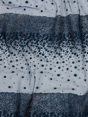 Flocked Puffy Glitter Tulle – Navy Abstract Stripes Flocked Puffy Glitter Tulle – Navy Abstract Stripes