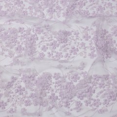3D Puffy Glitter Tulle – Lilac Floral Stripes 3D Puffy Glitter Tulle – Lilac Floral Stripes