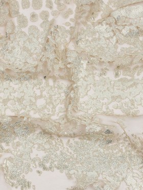 Beige and Silver Abstract Glitter Tulle Beige and Silver Abstract Glitter Tulle