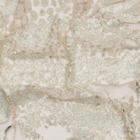 Beige and Silver Abstract Glitter Tulle Beige and Silver Abstract Glitter Tulle