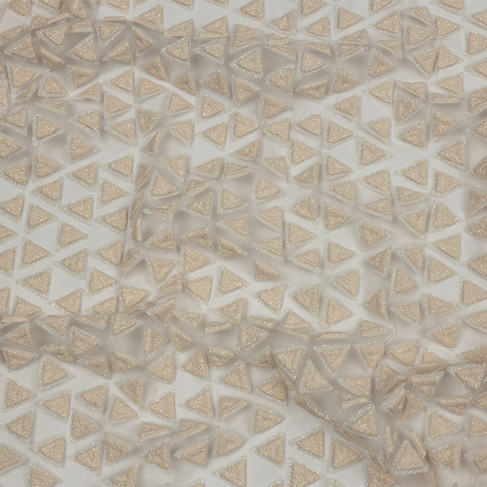 3D Puffy Glitter Tulle – Pale Pink Triangle Rows 3D Puffy Glitter Tulle – Pale Pink Triangle Rows