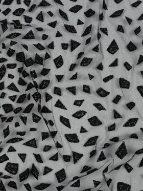 3D Puffy Glitter Tulle – Black Geometric Gradient 3D Puffy Glitter Tulle – Black Geometric Gradient