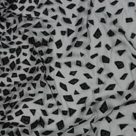 3D Puffy Glitter Tulle – Black Geometric Gradient 3D Puffy Glitter Tulle – Black Geometric Gradient