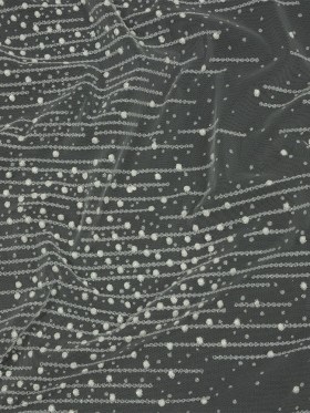 3D Puffy Glitter Tulle – White Spotted Striations 3D Puffy Glitter Tulle – White Spotted Striations