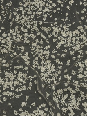 3D Puffy Glitter Tulle – Champagne and White Floral 3D Puffy Glitter Tulle – Champagne and White Floral