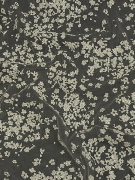 3D Puffy Glitter Tulle – Champagne and White Floral 3D Puffy Glitter Tulle – Champagne and White Floral