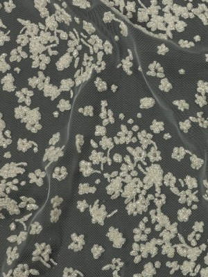 3D Puffy Glitter Tulle – White Floral 3D Puffy Glitter Tulle – White Floral