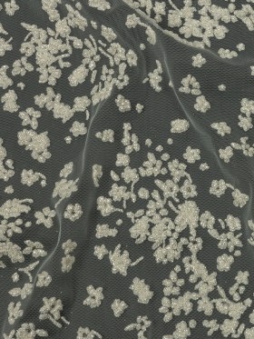 3D Puffy Glitter Tulle – White Floral 3D Puffy Glitter Tulle – White Floral