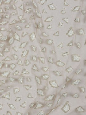 3D Puffy Glitter Tulle – Caramel and White Geometric Gradient 3D Puffy Glitter Tulle – Caramel and White Geometric Gradient