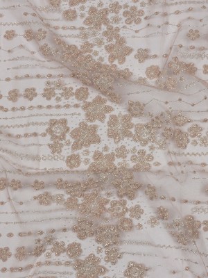 3D Puffy Glitter Tulle – Powder Pink and Silver Dotted Stripes and Floral Border 3D Puffy Glitter Tulle – Powder Pink and Silver Dotted Stripes and Floral Border