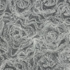 3D Fabric Roses Glitter Tulle – White 3D Fabric Roses Glitter Tulle – White