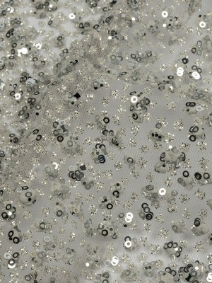 3D Glitter Tulle – Light Gray Puffy Spots Gradient 3D Glitter Tulle – Light Gray Puffy Spots Gradient