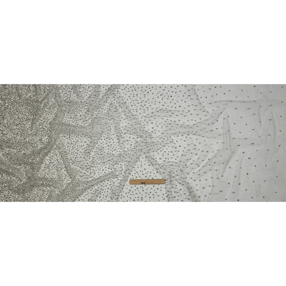 3D Glitter Tulle – Light Gray Puffy Spots Gradient 3D Glitter Tulle – Light Gray Puffy Spots Gradient