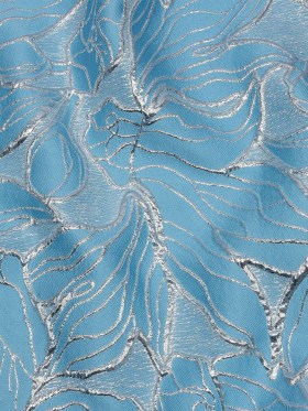 Metallic Silver and Baby Blue Outlined Florals Luxury Brocade Metallic Silver and Baby Blue Outlined Florals Luxury Brocade