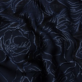 Metallic Navy Outlined Florals Luxury Brocade Metallic Navy Outlined Florals Luxury Brocade