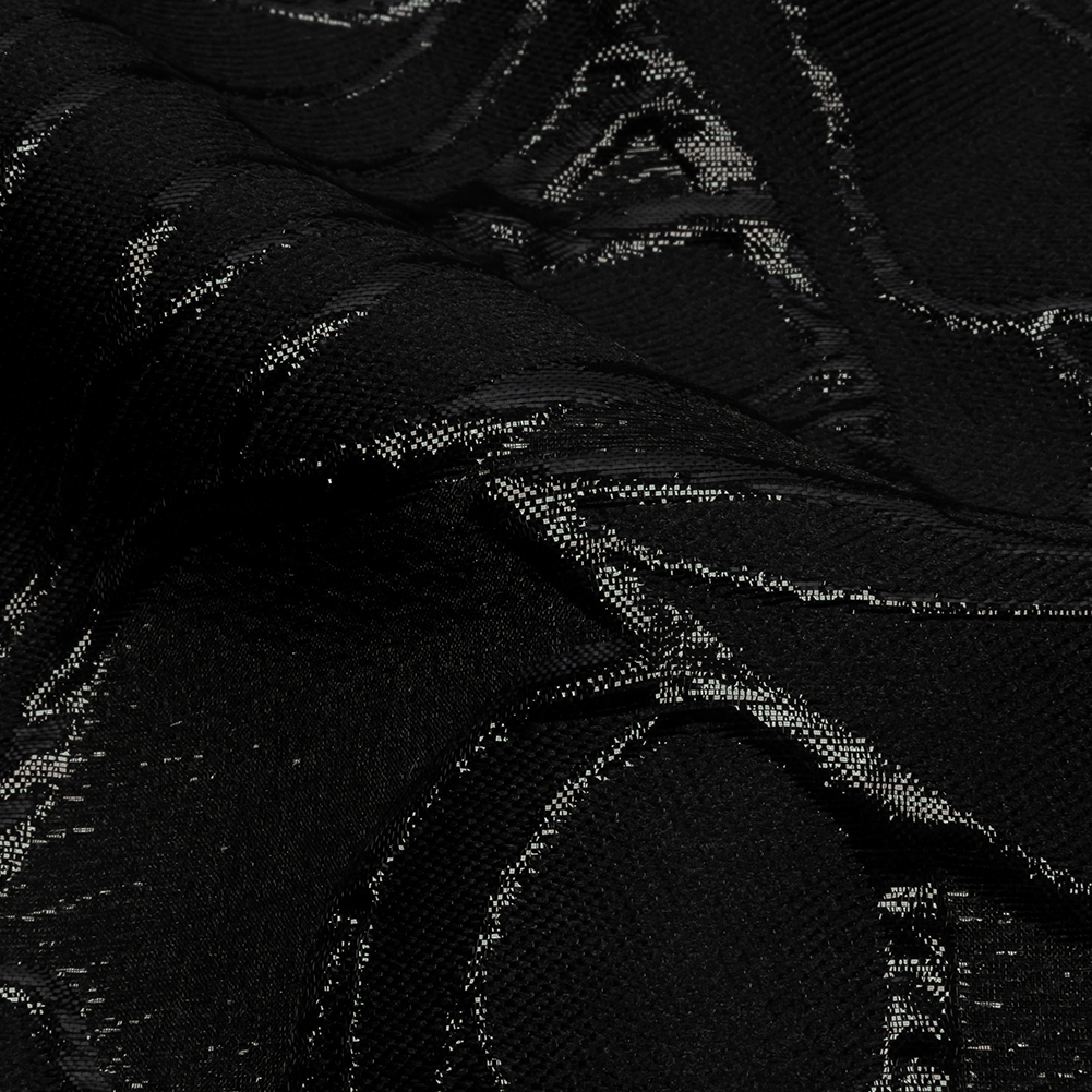 Metallic Black Outlined Florals Luxury Brocade Metallic Black Outlined Florals Luxury Brocade