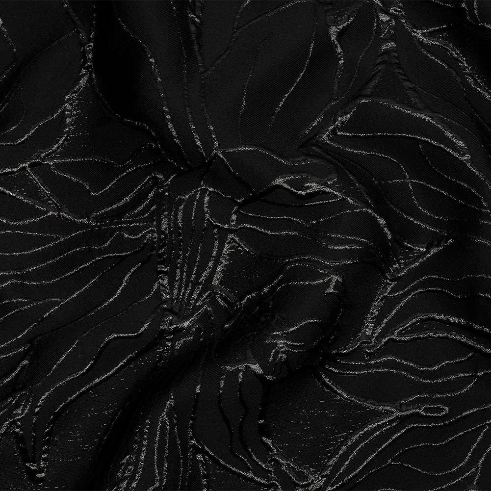 Metallic Black Outlined Florals Luxury Brocade Metallic Black Outlined Florals Luxury Brocade