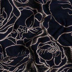Metallic Rose Gold and Navy Outlined Florals Luxury Brocade Metallic Rose Gold and Navy Outlined Florals Luxury Brocade