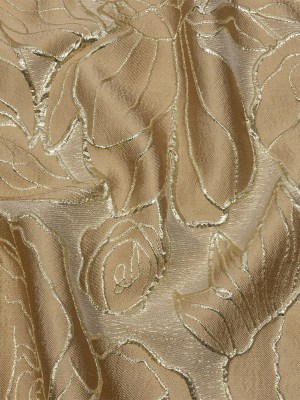 Metallic Gold and Tan Outlined Florals Luxury Brocade Metallic Gold and Tan Outlined Florals Luxury Brocade