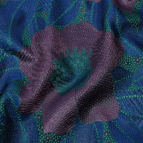 Metallic Purple, Royal Blue and Teal Tropical Flowers Luxury Brocade Metallic Purple, Royal Blue and Teal Tropical Flowers Luxury Brocade