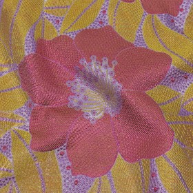 Metallic Purple, Pink and Yellow Tropical Flowers Luxury Brocade Metallic Purple, Pink and Yellow Tropical Flowers Luxury Brocade