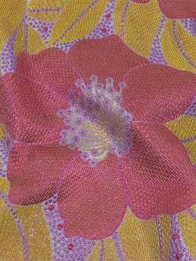Metallic Purple, Pink and Yellow Tropical Flowers Luxury Brocade Metallic Purple, Pink and Yellow Tropical Flowers Luxury Brocade