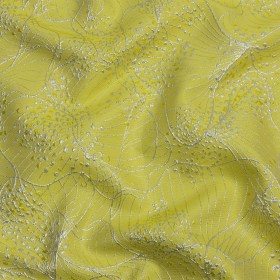 Metallic Silver and Lemon Lines and Dots Luxury Brocade Metallic Silver and Lemon Lines and Dots Luxury Brocade