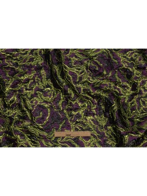 Metallic Lime, Black and Aubergine Smoky Swirls Luxury Brocade Metallic Lime, Black and Aubergine Smoky Swirls Luxury Brocade