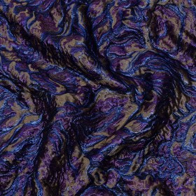 Metallic Royal Blue, Aubergine and Dark Gold Smoky Swirls Luxury Brocade Metallic Royal Blue, Aubergine and Dark Gold Smoky Swirls Luxury Brocade