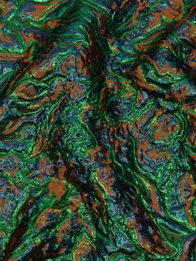 Metallic Green, Navy and Pumpkin Smoky Swirls Luxury Brocade Metallic Green, Navy and Pumpkin Smoky Swirls Luxury Brocade