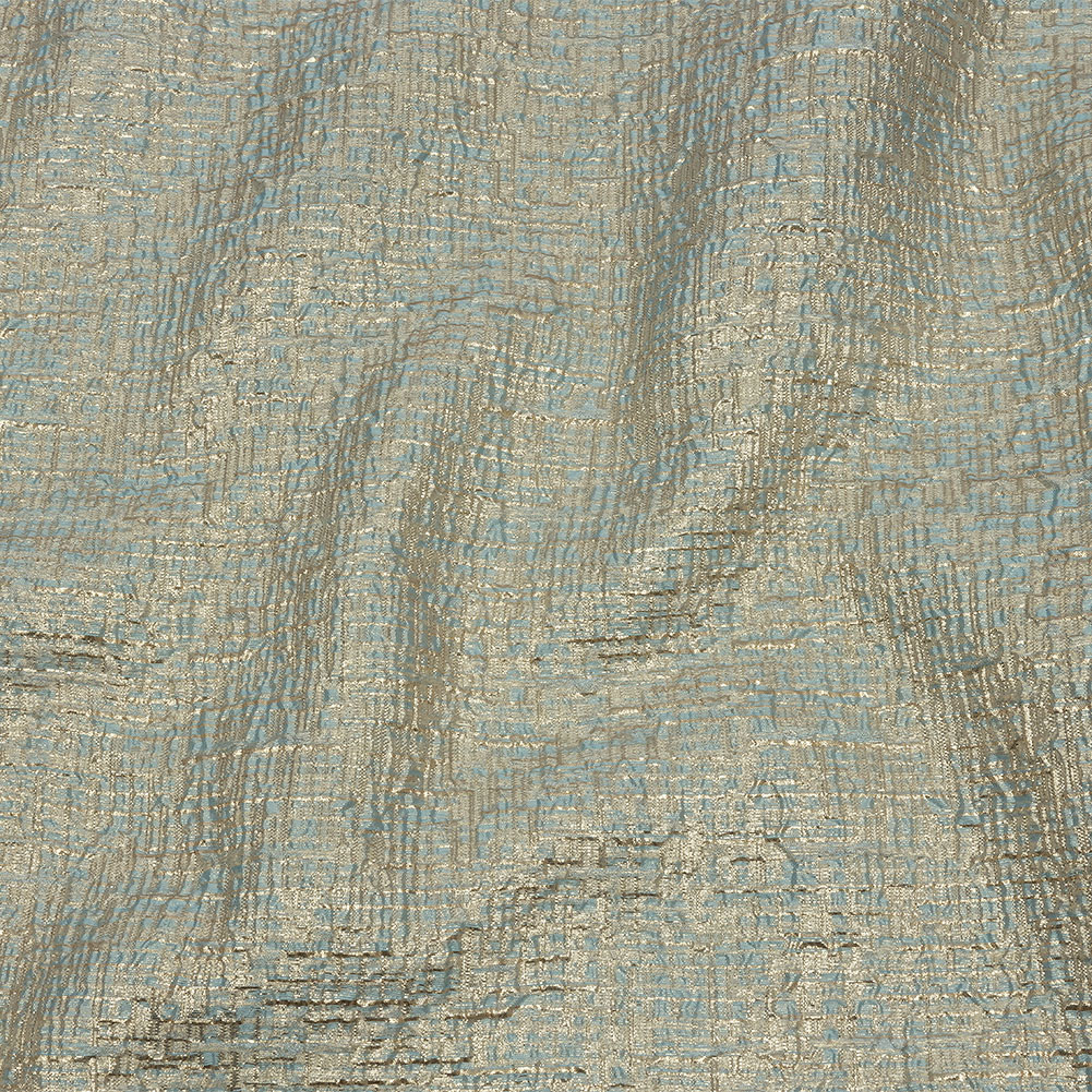 Metallic Gold, Pale Blue and Beige Crosshatched Lines Luxury Brocade Metallic Gold, Pale Blue and Beige Crosshatched Lines Luxury Brocade