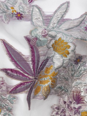 Metallic Plum, Gray Green and Goldenrod Floral Luxury Burnout Brocade Metallic Plum, Gray Green and Goldenrod Floral Luxury Burnout Brocade