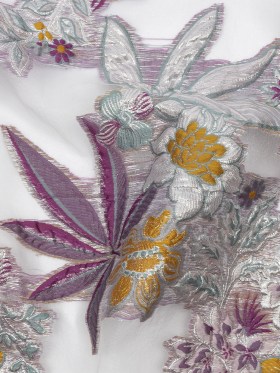 Metallic Plum, Gray Green and Goldenrod Floral Luxury Burnout Brocade Metallic Plum, Gray Green and Goldenrod Floral Luxury Burnout Brocade