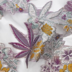 Metallic Plum, Gray Green and Goldenrod Floral Luxury Burnout Brocade Metallic Plum, Gray Green and Goldenrod Floral Luxury Burnout Brocade