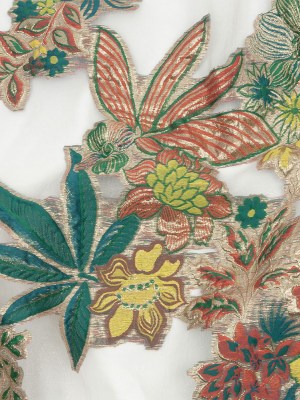 Metallic Forest, Coral and Lemon Floral Luxury Burnout Brocade Metallic Forest, Coral and Lemon Floral Luxury Burnout Brocade